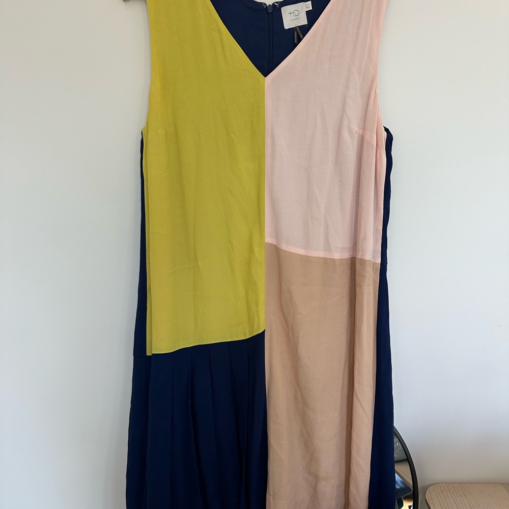 HD in Paris color block‎ V-Neck Midi Dress by Anthropologie size 16